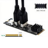 Dual Port 10Gbps Type-E USB 3.1 Front Panel Socket to NVME M-Key M.2 Express Card Adapter for Motherboard, RIITOP Type-E to NVMe Adapter 10Gbps