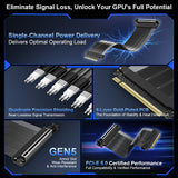 PCIE 5.0 x16 Riser Cable 200mm 128GB/s Vertical Graphic Card/GPU Mount Flexible Right Angle, Usable with PCIe 4.0 & RX 9070/ RTX5090,RTX 4090/5070/5080/5090RX 9070XT/7900XT, 20cm (Total Length: 25cm)
