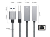 USB Network Adapter 10/100/1000Mbps in Grey Aluminum Design, RIITOP USB 3.0 to 1000M Gigabit Netowrk Card