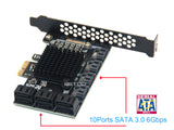 SATA 3 Expansion Card 10 Port, RIITOP PCI-e Express x1 SATA 6G Controller Card, SATA iii 6Gbps PCIe Adapter Card, Come with Low Profile Bracket and SATA3 Cables