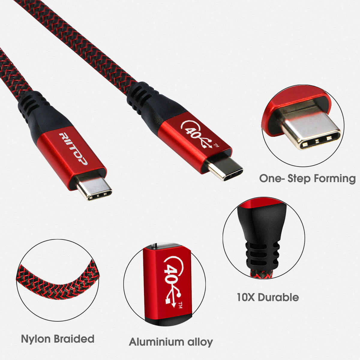 USB4 Thunderbolt 4 PD 3.0 100W 40Gbps USB-C Cable