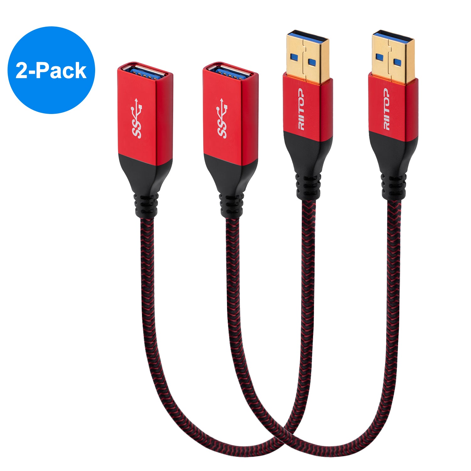 RIITOP Lot de 2 câbles d'extension USB avec interrupteur marche/arrêt,  prise en charge des données et de l'alimentation 1 m, compatible avec  casque