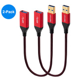 USB 3.0 Extension Cable 1ft 2Pack, RIITOP SuperSpeed 5Gbps Gold Plated USB 3.0 A Male to A Female Extension Cable Cord 0.3M/1Ft