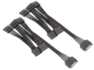 SATA Power Splitter Cable 2Pack, RIITOP SATA 15pin 1 to 5 Splitter Power Cable 2Ft For SATA Interface HDD Hard Disk Drive SSD, SATA Optical Drive