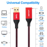 USB 3.0 Extension Cable 1ft 2Pack, RIITOP SuperSpeed 5Gbps Gold Plated USB 3.0 A Male to A Female Extension Cable Cord 0.3M/1Ft