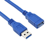 RIITOP Short USB 3.0 Extension Cable Type A Male to Female Blue 1 Foot (2-Pack) [U3CEX-BL-1FT-2]