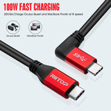 USB C to C Cable 100W PD Charging [10FT], RIITOP USB 3.1 Type-C Cable Angled with E-Marker, Support 100W PD Charging, 10Gbps Data Transfer, 4K Video Output, Compatible with Oculus Quest 2, USB-C Monitor Display