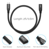 USB C Extension Cable Short (2FT), RIITOP USB Type-C Male to Female Extender for Nintendo Switch, MacBook Pro, Dell XPS (Thunderbolt 3 Compatible)