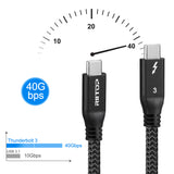 RIITOP Thunderbolt 3 Cable Cord 40Gbps TB3 Supports 100W (20V, 5A) Charging, 3.3ft 1m, USB C Compatible Thunderbolt 3 Certified