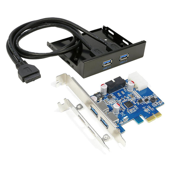 PCI-E to USB3.0 Card + 3.5inch 2Ports USB 3.0 HUB Front Panel (Set)