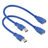 RIITOP Short USB 3.0 Extension Cable Type A Male to Female Blue 1 Foot (2-Pack) [U3CEX-BL-1FT-2]