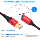 USB 3.0 Extension Cable 1ft 2Pack, RIITOP SuperSpeed 5Gbps Gold Plated USB 3.0 A Male to A Female Extension Cable Cord 0.3M/1Ft