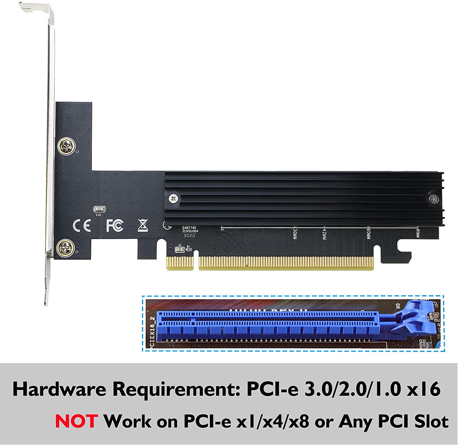 M.2 to SSD Slot PCI-E 2242 with 2230 Cards 2260 Adapter Bracket Support Low  X1