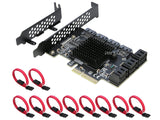 PCIe to SATA Card 10 Port, SATA 6Gbps Controller Expansion Card with Low Profile Bracket, Support 10 SATA 3.0 Devices