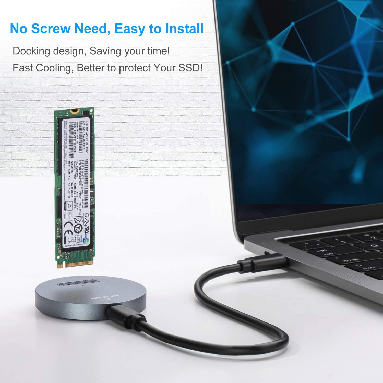 NVMe zu USB Docking Station, RIITOP M.2 PCIe NVMe SSD auf USB 3.1 C Reader Adapter für M.2 M-Key NVMe zu USB Docking Station, RIITOP M.2 PCIe NVMe SSD auf USB 3.1 C Reader Adapter für M.2 M-Key