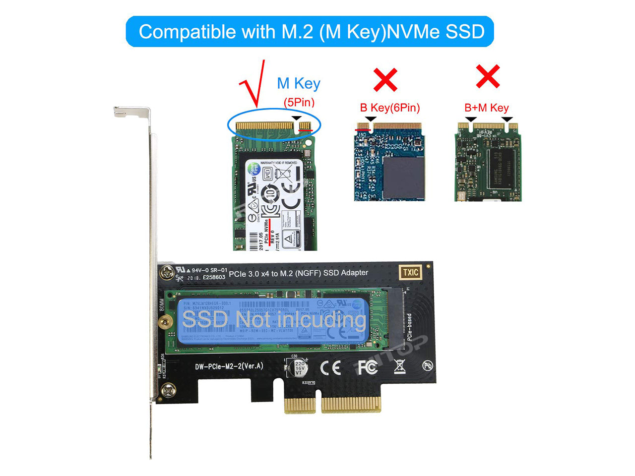 Adaptateur M.2 SSD vers U.2, 2 en 1, M.2 NVMe SATA-Bus NGFF SSD