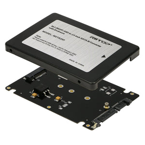 RIITOP M.2 NGFF (SATA) SSD to 2.5" SATA 3 22-Pin Converter Adapter Card with Case Enclosure 7mm thickness Plastic [23-020-001]
