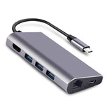 RIITOP USB C Hub Docking Station USB 3.1 Type-C to 3 Ports USB 3.0, HDMI 4K 60Hz, Gigabit Ethernet 1000M RJ45, SD TF Card Reader
