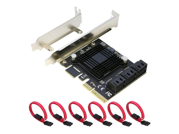 PCIe SATA Card 6 Ports, RIITOP PCI-e Express x4 to SATA 3.0 Expansion Controller Card Adapter with Low Profile Bracket
