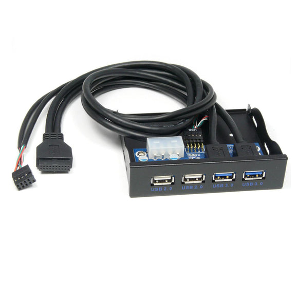 RIITOP 3.5-inch Front Panel 2-Port USB 3.0 & 2-Port USB 2.0 Hub Combo Floppy Drive Bay For Desktop PC [14-020-002]