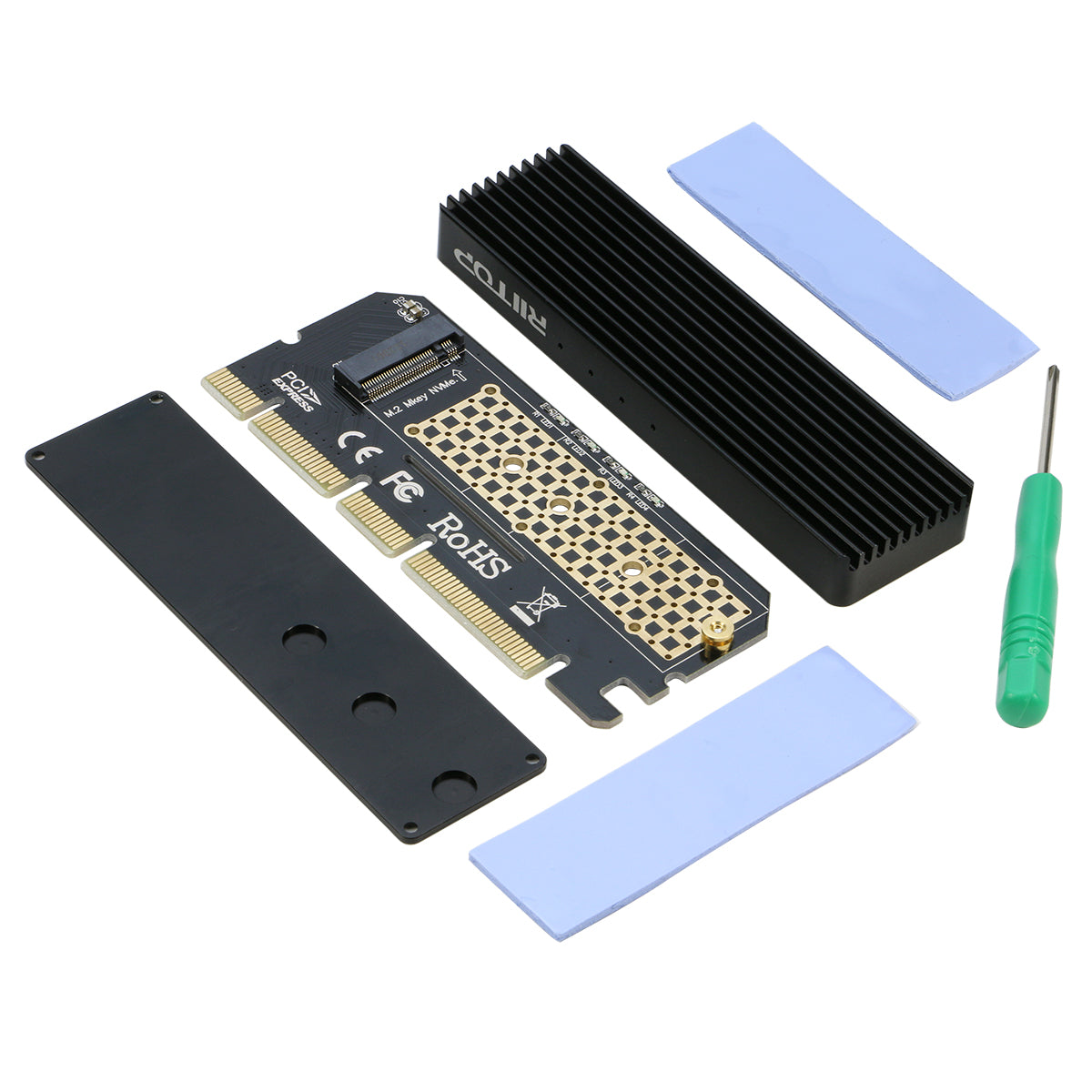 NVMe to PCIe Adapter, RIITOP M Key M.2 PCIe SSD to PCI-e x4/x8/x16 Con