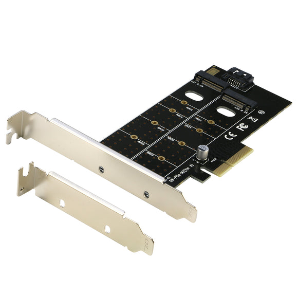 Dual NVMe PCIe Adapter,M.2 NVMe SSD to PCI-E 3.1 X8/X16 Card Support M.2