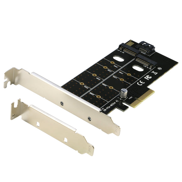 RIITOP RIITOP Dual M.2 Adapter M.2 NVMe SSD to PCI-e 3.0 4X + NGFF (B/B+M Key) SATA-Based SSD to SATA Controller Card with Low Profile Bracket for PC Desktop [DUL-M2TPCE4X]