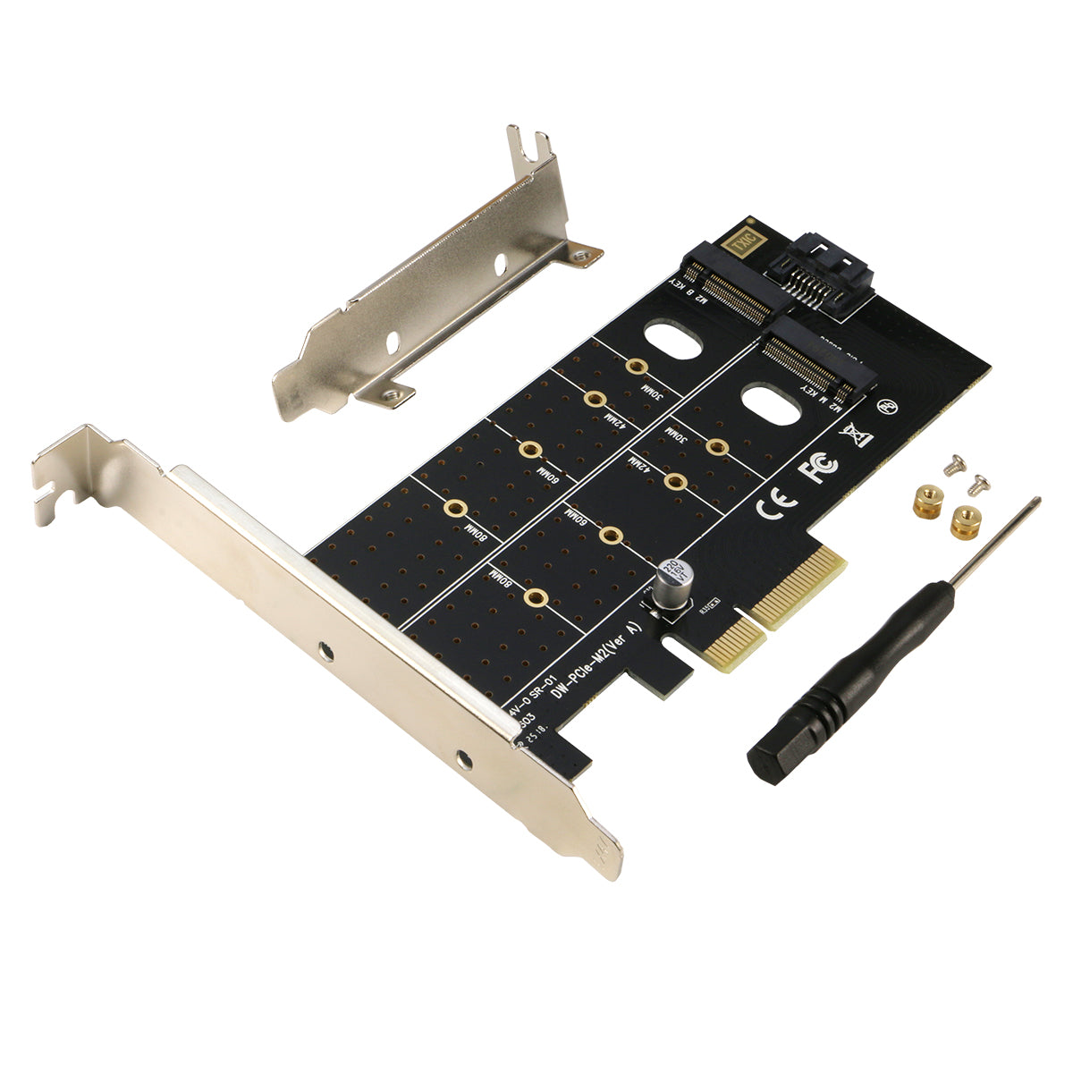 3 In 1 Desktop Computer Riser Card Pcie X16 To M.2 M Key Nvme Ssd+m.2 B Key  Sata Ssd+msata Ssd Adap-dt