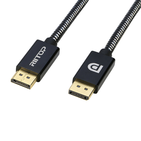 RIITOP DisplayPort Cable dp to dp cable (6.6ft)144Hz v1.2 Male to Male Nylon Braided Cord 2K@144Hz, 4K@60Hz [DTD6FT-BK]