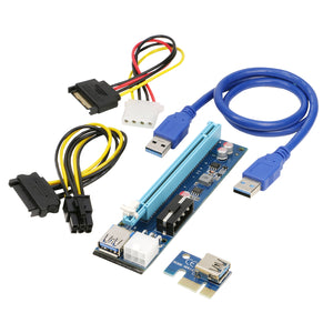 RIITOP Mining PCI-E Riser Card 1x To 16x Extender Adapter for Ethereum ETH Monero BTC Litecoin Vertcoin w/ 6pin & 4pin+15Pin SATA to Molex 4Pin