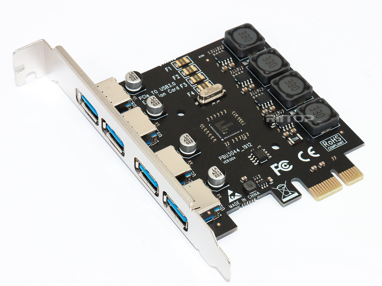 Sindsro Mart Forræderi PCIe USB 3.0 Expansion Card 4 Port (No Need Power Supply), RIITOP PCI-