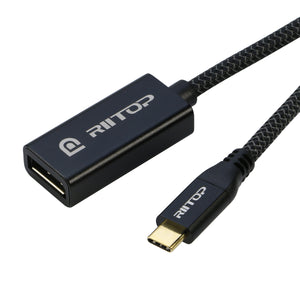 USB C to DisplayPort Adapter (4k@60hz), RIITOP USB 3.1 Type-C (Thunderbolt 3) to DisplayPort (DP) Video Cable for MacBook Pro, Google Chromebook, Samsung Galaxy S8