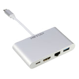 RIITOP USB C to HDMI Ethernet Adapter with 1000Mbps Lan Port + USB 3.0 HUB + USB-C Power Delivery PD Charging Port (Thunderbolt 3 Compatible) 4 IN 1