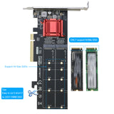 Dual NVMe PCIe Adapter, RIITOP M.2 NVMe SSD to PCI-e 3.1 x8/x16 Card Support M.2 (M Key) NVMe SSD 22110/2280/2260/2242/2230 [DUL-NVTPCE8X]