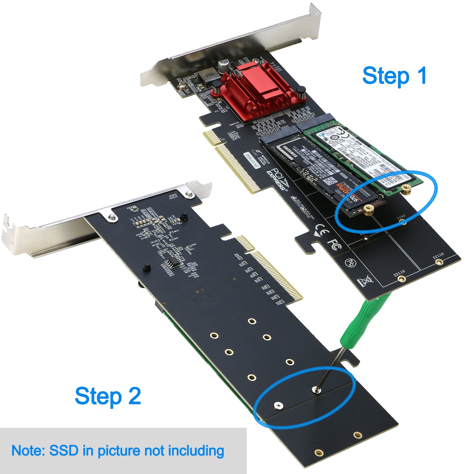 Dual Slot M.2 Carte Dadaptateur NGFF TO PCIe, SSD M2 SSM NVMe Vers PCIe 3.0  X4 32 Gbp / S, SSD M2 Vers SATA 6 Gbp / S B Key M2 SSD2230 2242 2260 2280  22110 Du 18,68 €