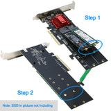 Dual NVMe PCIe Adapter, RIITOP M.2 NVMe SSD to PCI-e 3.1 x8/x16 Card Support M.2 (M Key) NVMe SSD 22110/2280/2260/2242/2230 [DUL-NVTPCE8X]