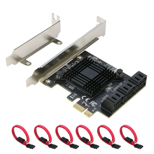 SATA Expansion Card 6Port, RIITOP PCI-e x1 to SATA Hard Drive Controller Card Adapter, Come with Low Profile Bracket (JMB575+ASM1062 Chipset)