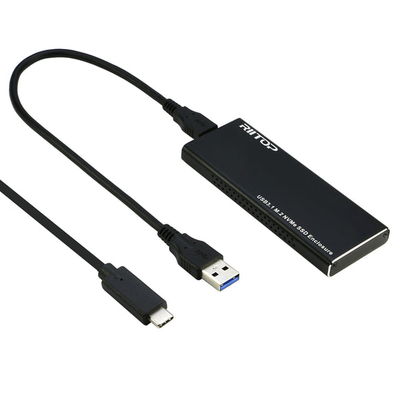 RIITOP M.2 NVMe to USB C Enclosure External USB 3.1 to PCI-e (M Key) NVMe 2280 SSD Adapter Reader [NVME2C-SL]