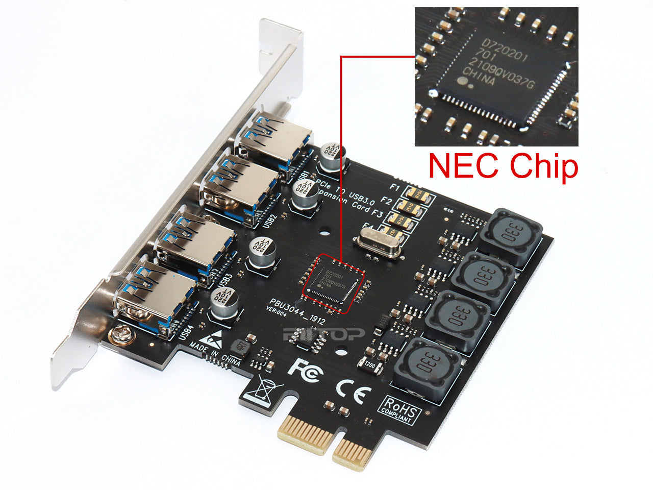 rådgive flod Kollega PCIe USB 3.0 Expansion Card 4 Port (No Need Power Supply), RIITOP PCI-